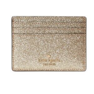 Kate Spade-Glimmer Glitter Card Holder-(Gold 🪙 Glitter)